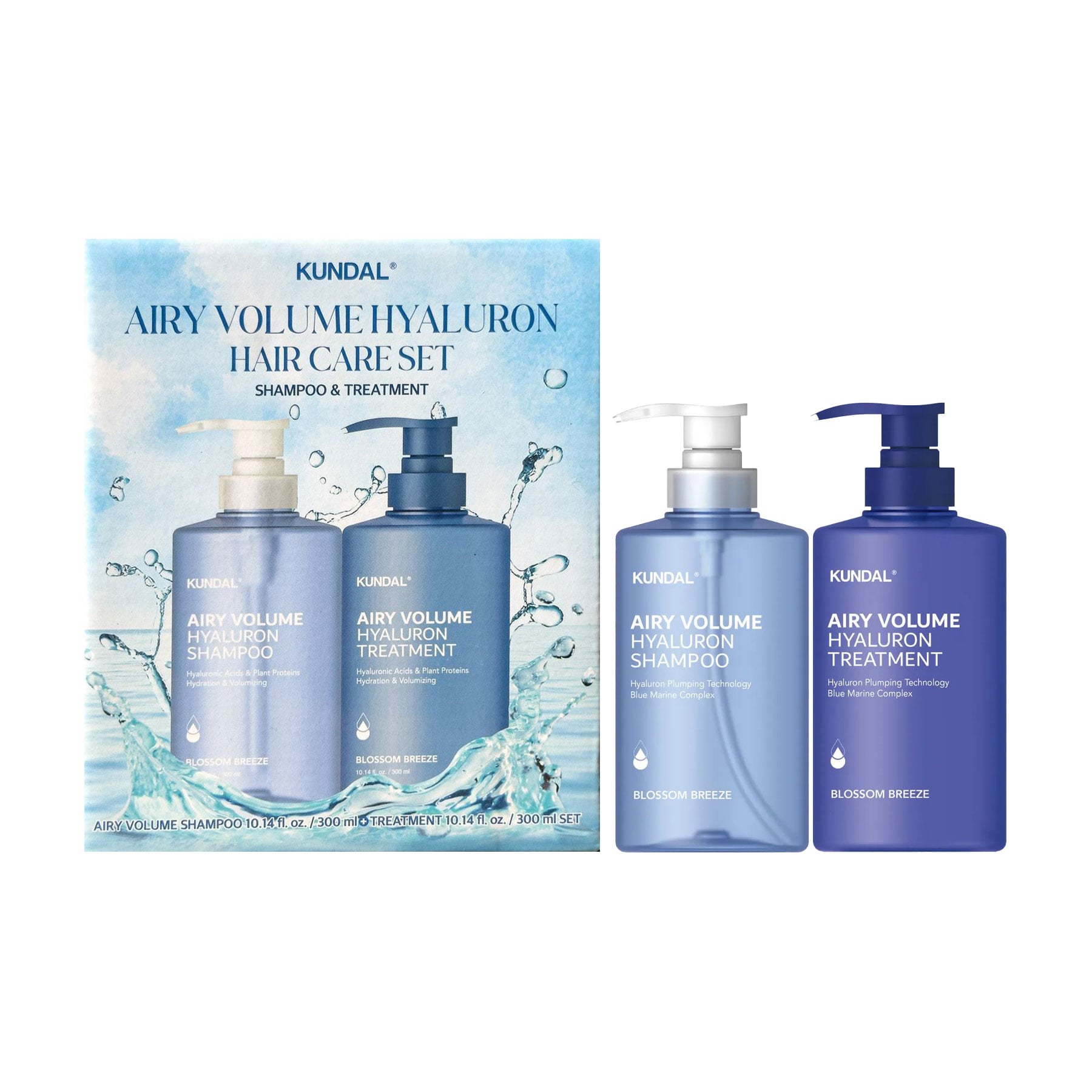 Набір для волосся Kundal Airy Volume Hyaluron Hair Care Set, Blossom Breeze (шампунь, 300 мл + кондиціонер, 300 мл)